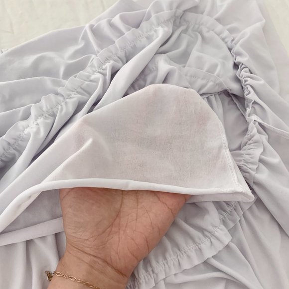 White Ruffle Circle Skater Skirt Inner Lining, Tiered Skirt - Picture 4 of 6